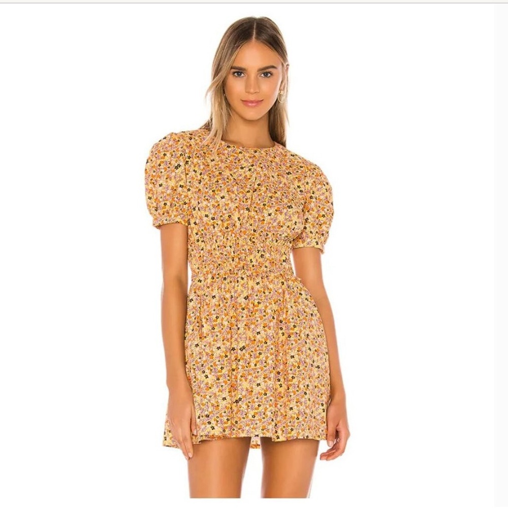Free People Pennie Floral Puff Sleeve Mini Dress Size S